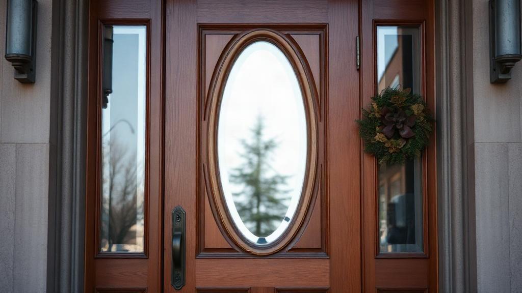 Front door with a mirror.фото